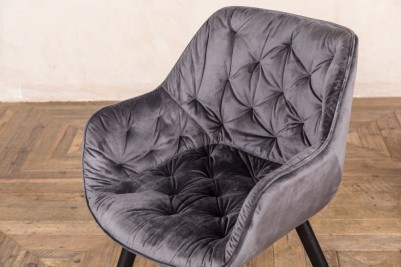 grey velvet buttoned back dining chair