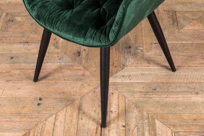 metal legged green velvet chair