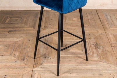 blue velvet metal legged stool