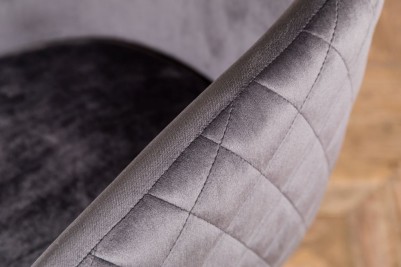 grey velvet quilted bar stool