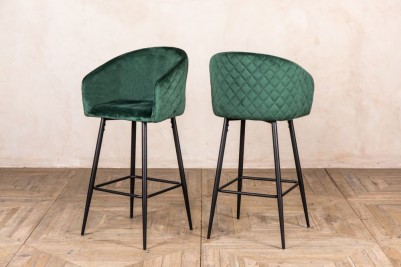 landscape green velvet stool