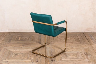 brass frame green leather dining chair