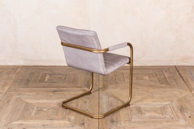brass frame grey leather dining chair