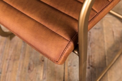brown real leather dining chair