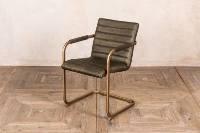military olive matt leather dining chair