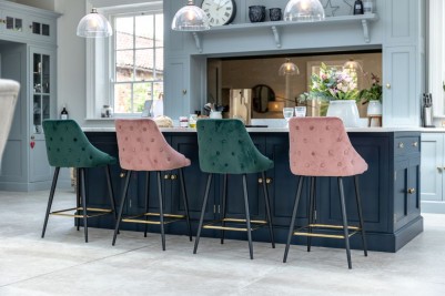 Pair of Rosette Button Back Bar Stools