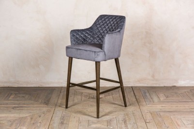 grey velvet bar stool