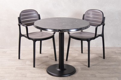 Alcantara Black Round Café Outdoor Table Set