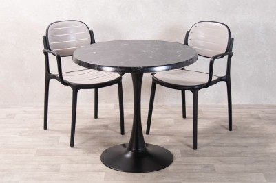 Alcantara Black Round Tulip Café Outdoor Table Set