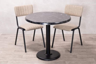 Alcantara Black Round Café Indoor Table Set