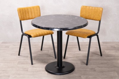 Alcantara Black Round Café Indoor Table Set