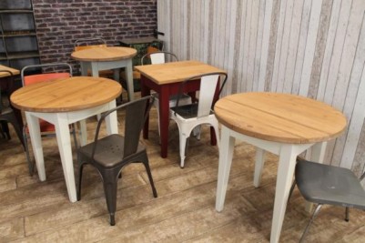 reclaimed pine bistro tables