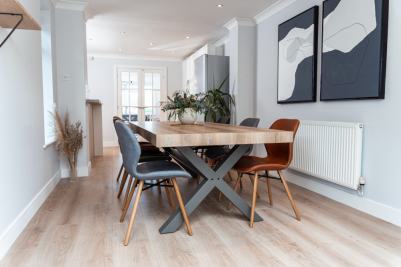 Rutland X Frame Dining Table with Metal Legs
