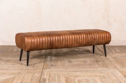 long real leather ribbed dining bench
