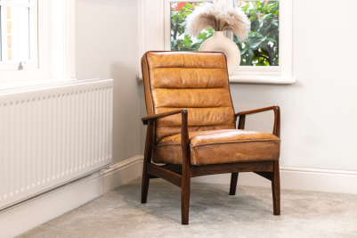 Retro Style Leather Sofa & Armchair