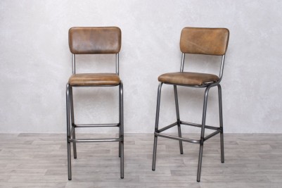Shoreditch Tall Leather Bar Stools - Cappuccino