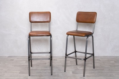 Shoreditch Tall Leather Bar Stools - Peppermill Tan
