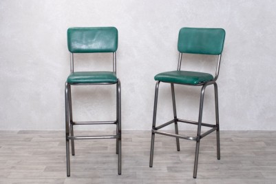 Shoreditch Tall Leather Bar Stools - Teal