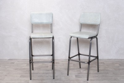 Shoreditch Tall Leather Bar Stools - Concrete