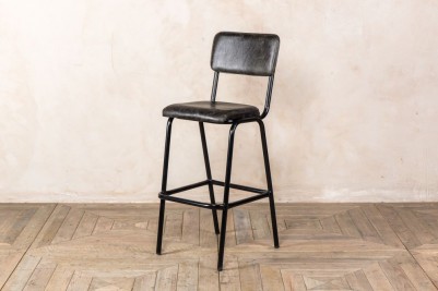 vintage-black-leather-bar-stool-front-view