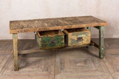 vintage dining table with drawers