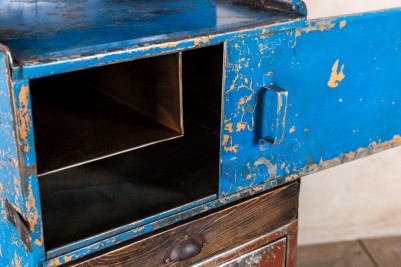 blue metal cabinet