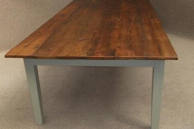 large French farmhouse pine kitchen table painted base