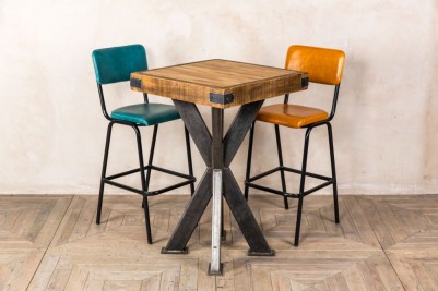 industrial style table with butchers block top