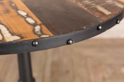 wooden top with metal edge