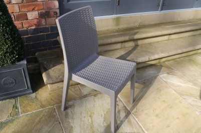 outdoor taupe rattan chair