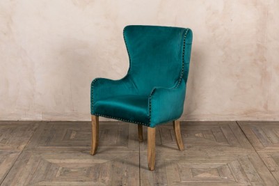 teal velvet carver chair