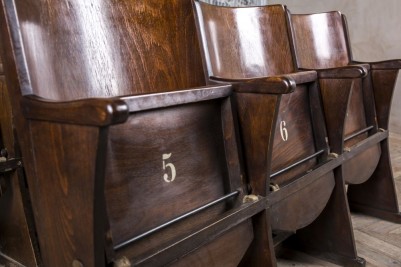 vintage wooden cinema bench