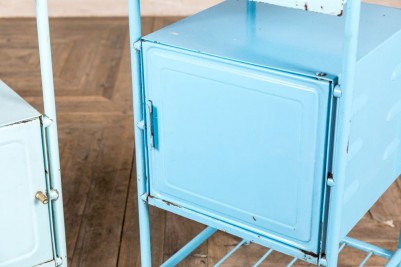 blue metal bedside cabinet