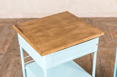 pine top light blue bedside table