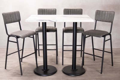 white-marble-rectangle-cafe-bar-table-round-bases-with-jubilee-stools