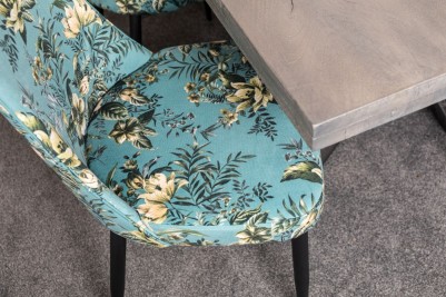 mid century modern teal velvet floral chair