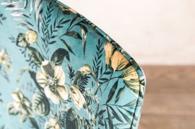 floral teal patterned velvet dining chair