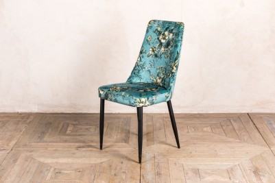 floral teal velvet chair