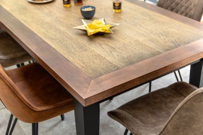 Zinc and Copper Edge Table Tops with a Wooden Tapered Base