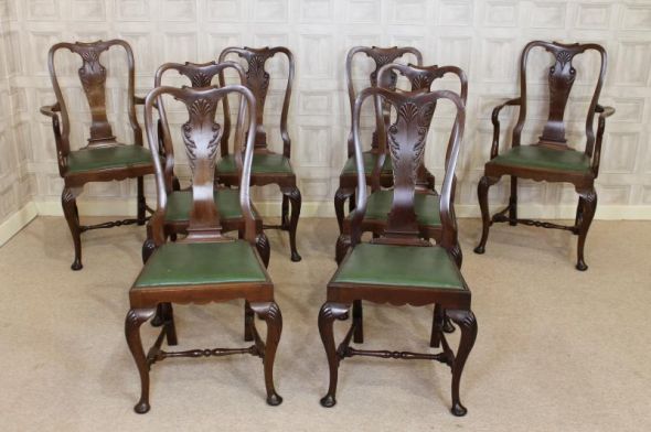 Queen Anne Style Dining Chairs Set Of Eight