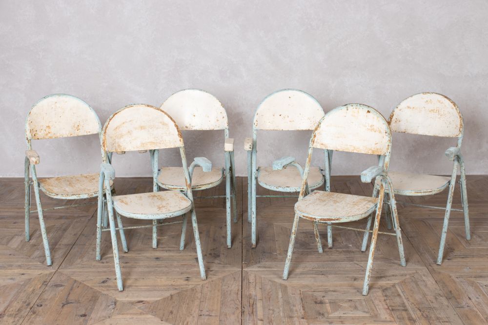 Set of 6 Vintage French Folding Chairs