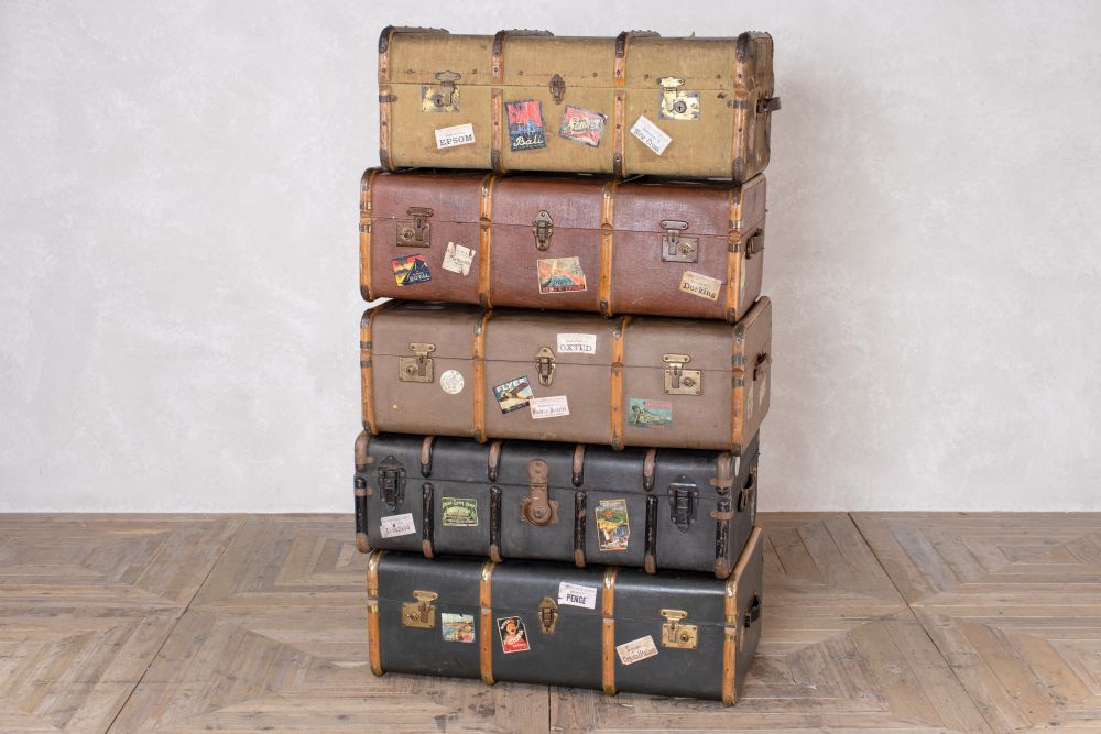 stack of vintage suitcases