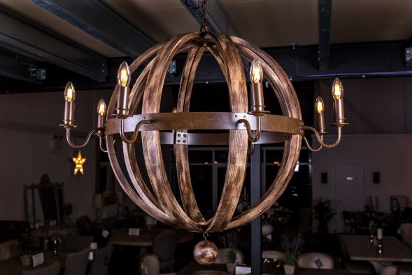 wooden ball chandelier two sizes available