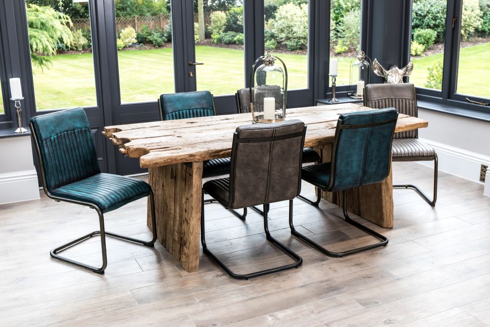 Retro Style Dining Room Chairs, Distressed Leather Dining Room Chairs