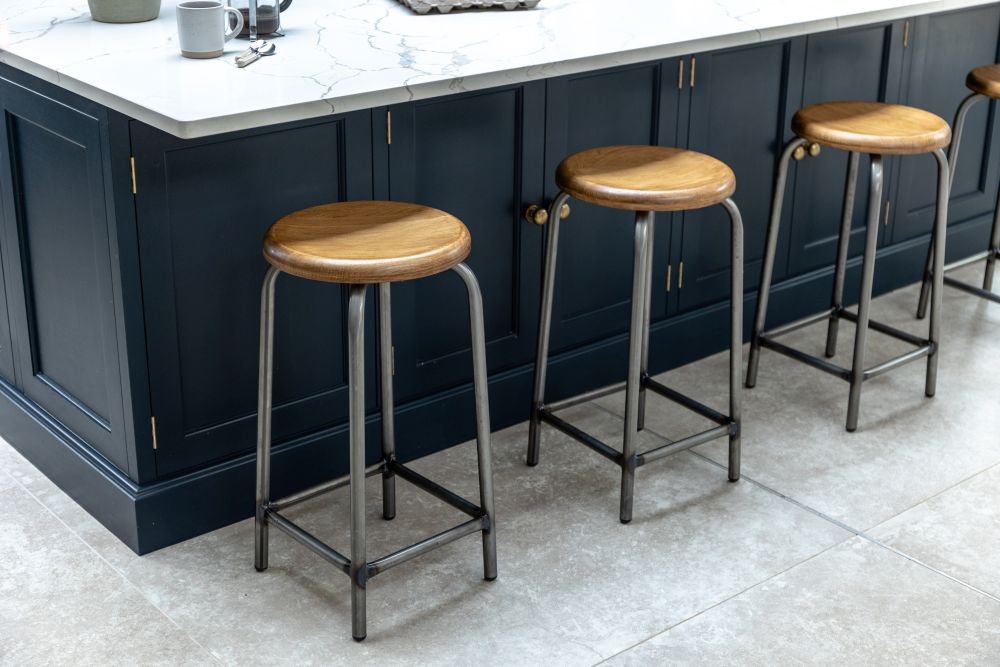 oak top industrial design bar stool