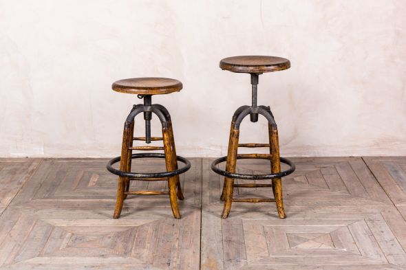 adjustable rustic oak bar stools