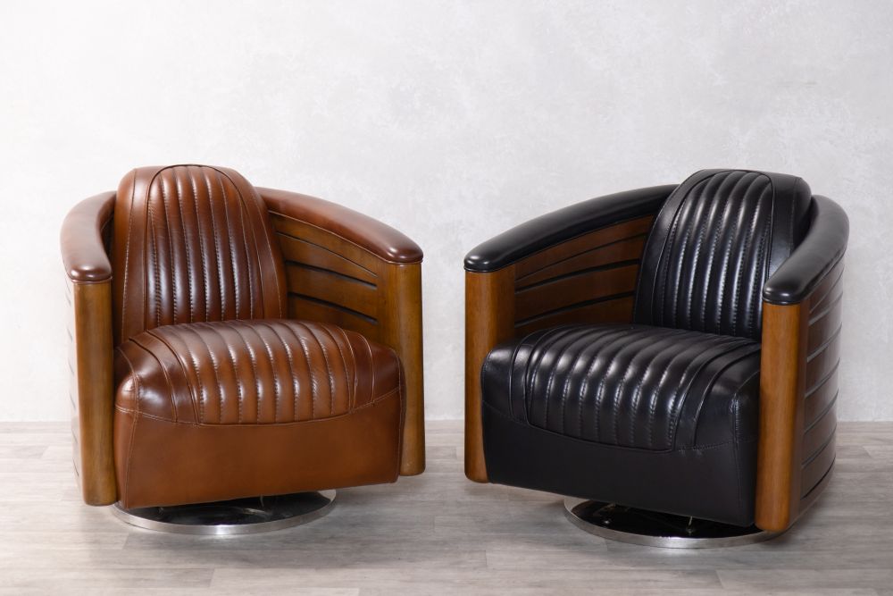 belfast leather swivel chair