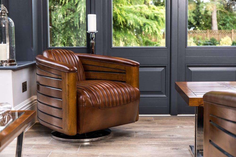 Belfast Leather Swivel Chair, Swivel Chair Leather