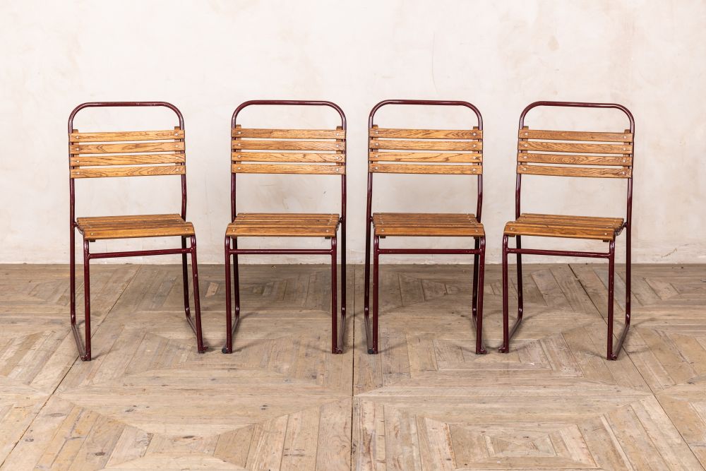 vintage burgundy stacking chairs