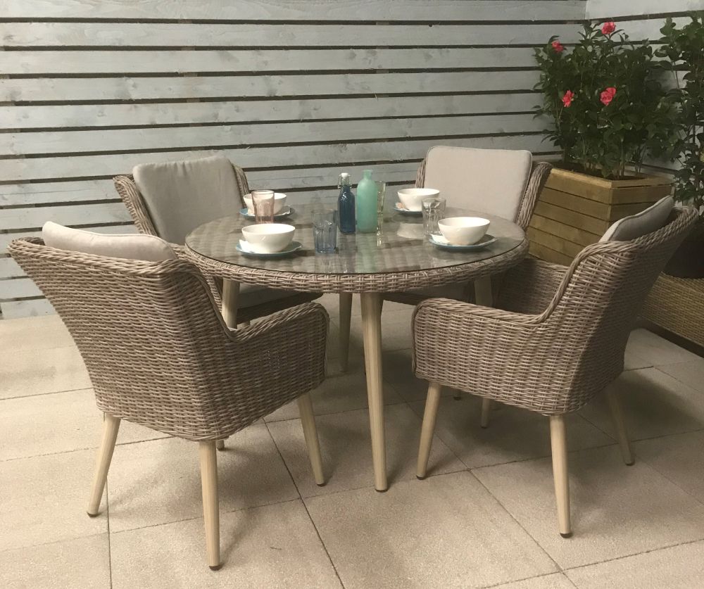 Hatfield Round Dining Set with 4 Chairs - Grey